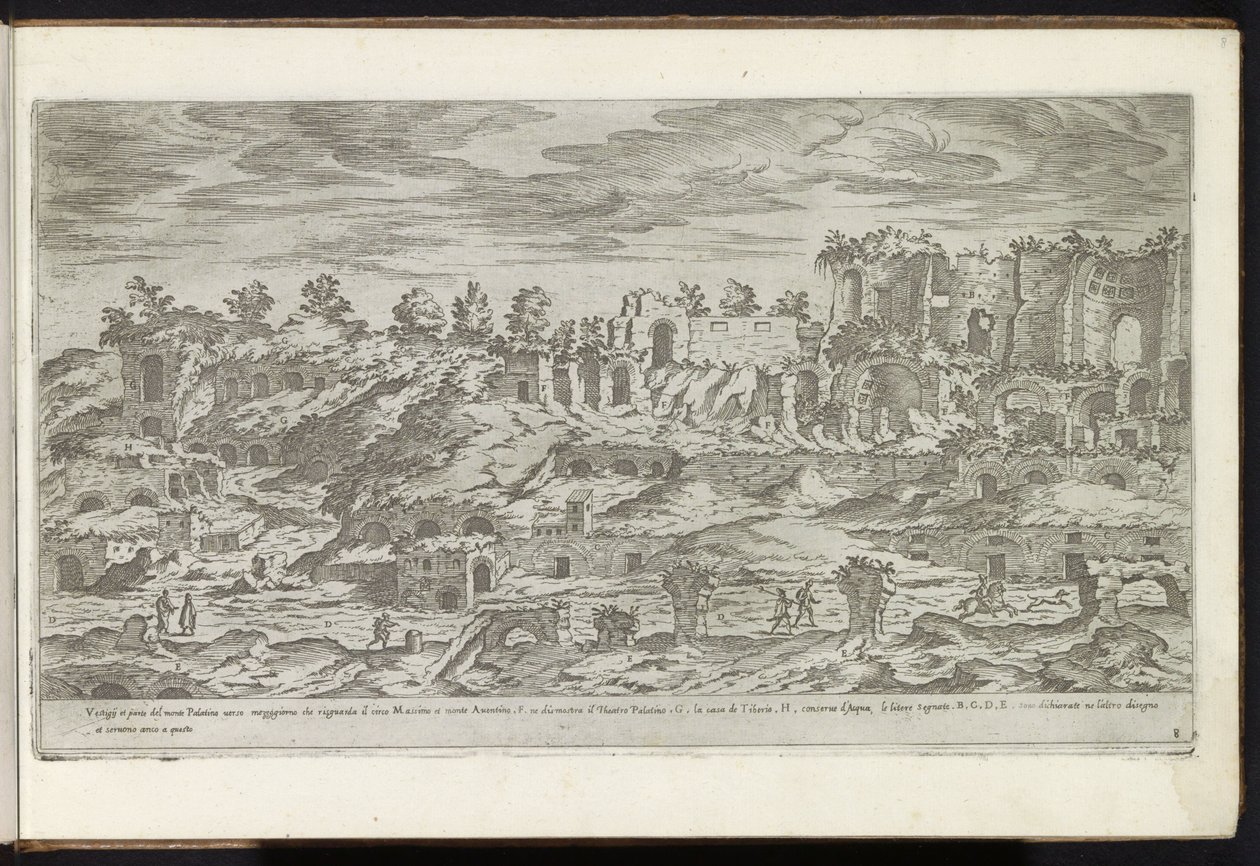 Palatijn til Roma Bouwwerken uit de oudheid (serietittel) Restene av det gamle Roma samlet og fotografert i perspektiv av Stefano Du Perac Parisino (serietittel på objekt) av Etienne Duperac