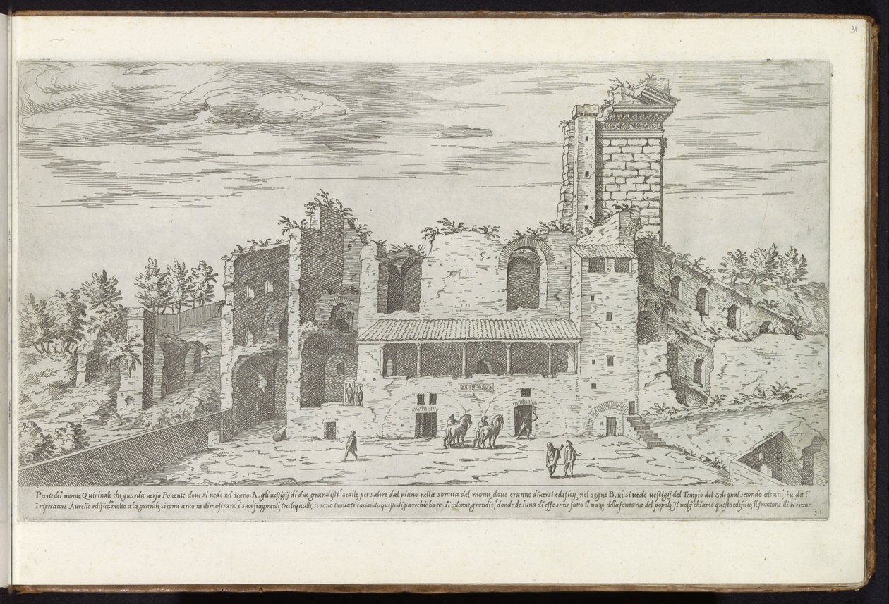 Ruïnes op de Quirinaal te Rome Bouwwerken uit de oudheid (serietittel) Restene av det gamle Roma samlet og fotografert i perspektiv av Stefano Du Perac Parisino (serietittel på objekt) av Etienne Duperac