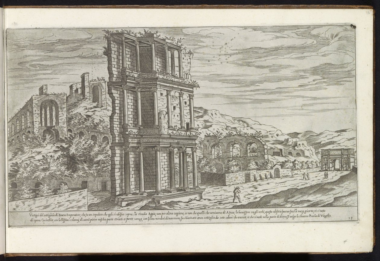Septizonium i Roma Bouwwerken uit de oudheid (serietittel) Restene av det gamle Roma samlet og fotografert i perspektiv av Stefano Du Perac Parisino (serietittel på objekt) av Etienne Duperac