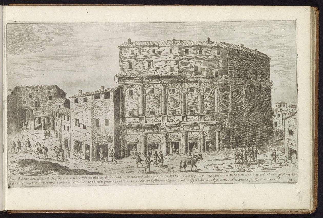 Marcellus teater i Roma Bouwwerken uit de oudheid (serietittel) Restene av det gamle Roma samlet og fotografert i perspektiv av Stefano Du Perac Parisino (serietittel på objekt) av Etienne Duperac