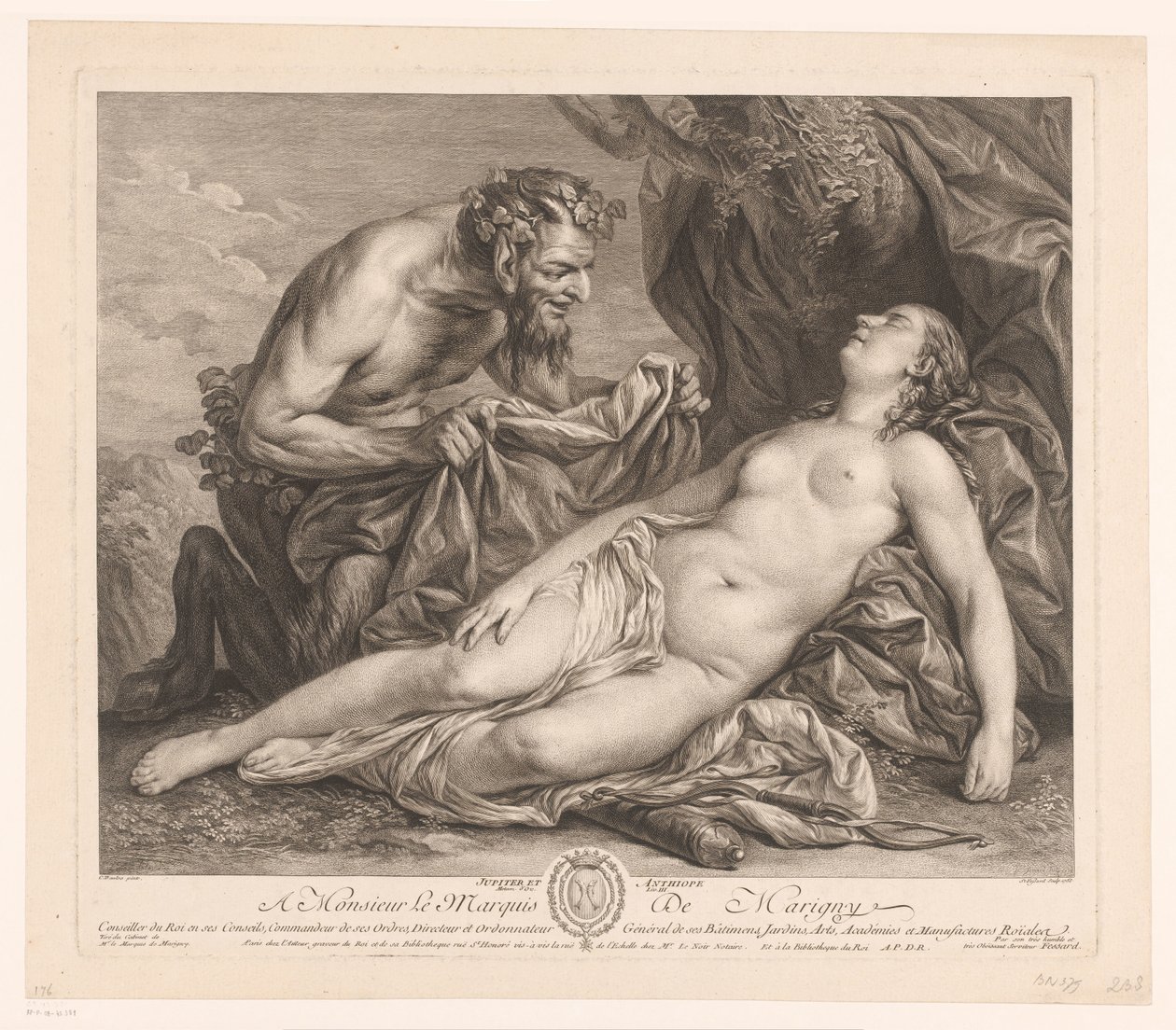 Jupiter og Antiope Jupiter og Antiope (tittel på objekt) av Etienne Fessard