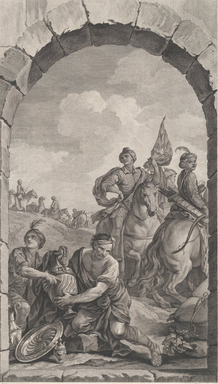 The Chapel of the Foundlings in Paris: The Suite of the Magi: Cavaliers, 1756. av Etienne Fessard