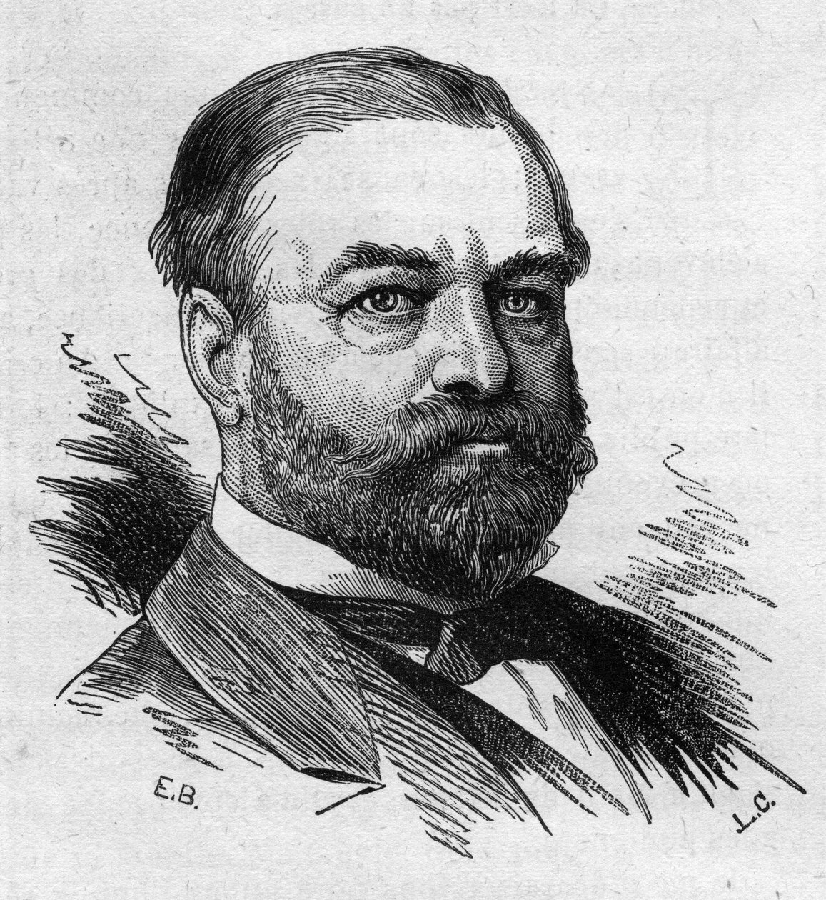 Portrett av Adolphe Cochery (1819 -1900), fransk politiker. Gravering av Bocour i "" Le Monde Illustré"" nr. 1287 av 26. november av Etienne Gabriel Bocourt