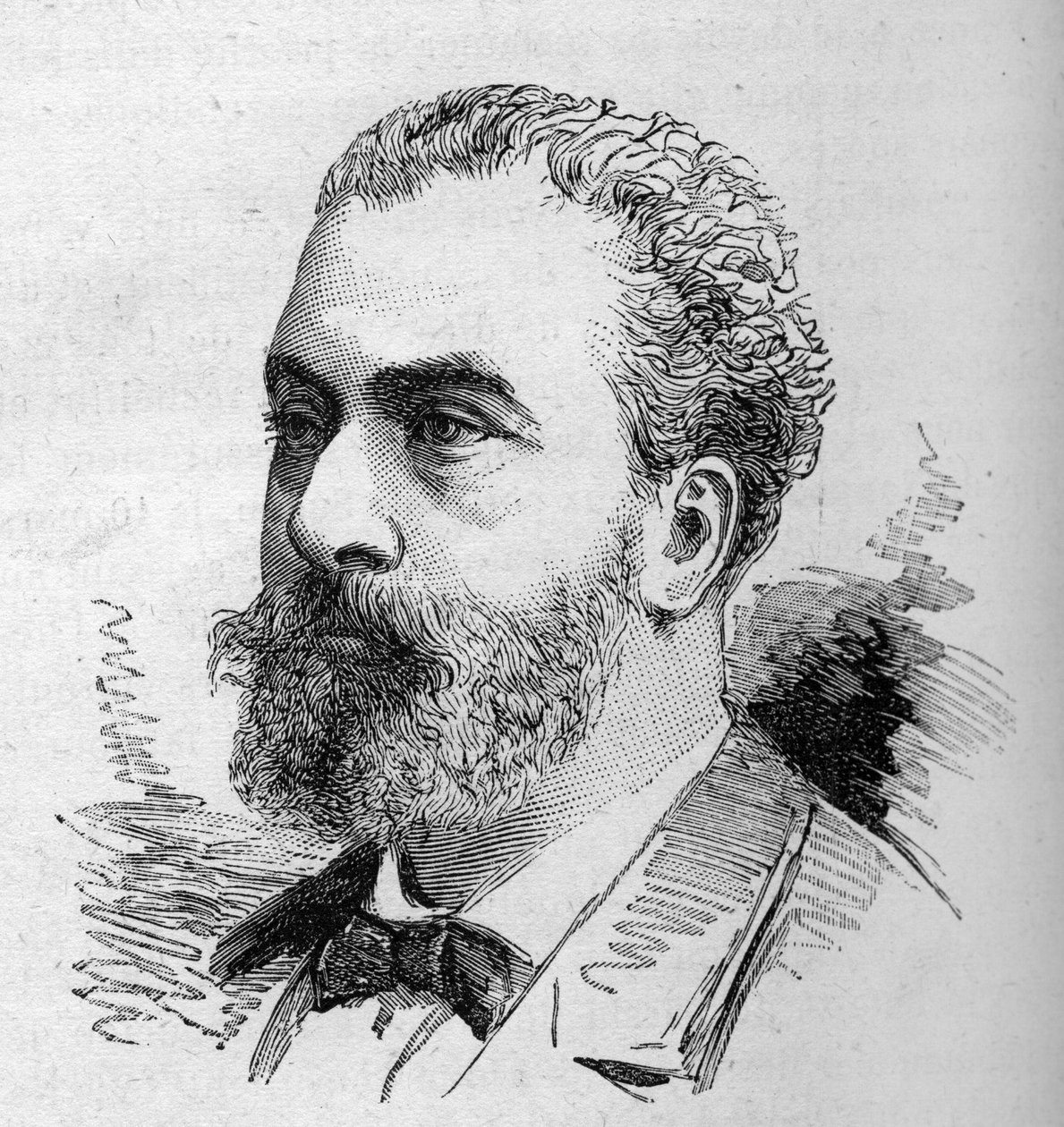 Portrett av David Raynal (1840-1903), engelsk politiker. Gravering av Bocour i "" Le Monde Illustré"" nr. 1287 av 26. november av Etienne Gabriel Bocourt