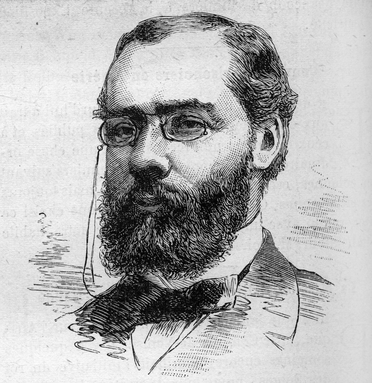 Portrett av Maurice Rouvier (1842-1911), fransk advokat, bankmann, journalist og politiker. Gravering av Bocour i "" Le Monde Illustré"" nr. 1287 av 26. november av Etienne Gabriel Bocourt