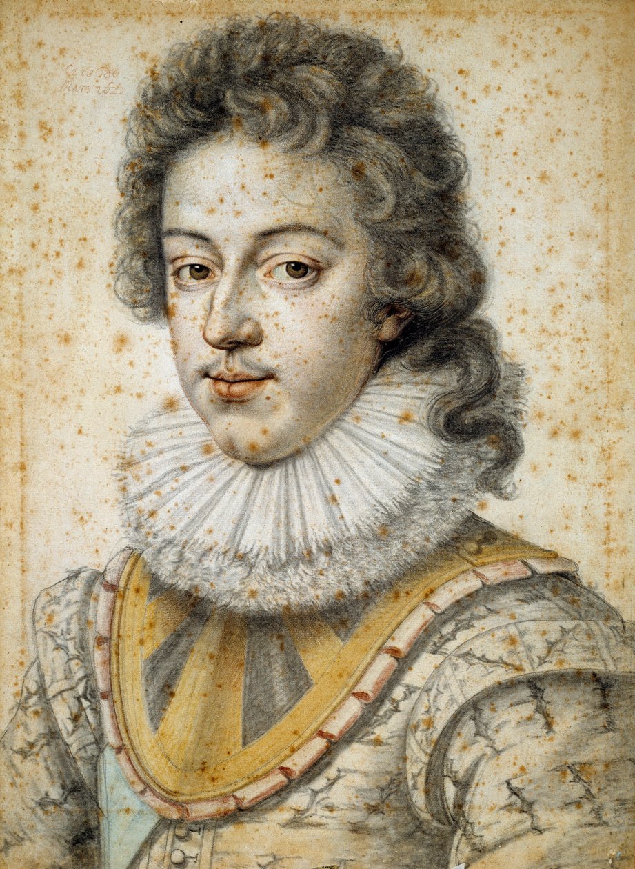 Portrett av Ludvig XIII er 21 år gammel (1601 - 1643). Maleri av Etienne Dumonstier II (1520-1603) av Etienne II Dumonstier