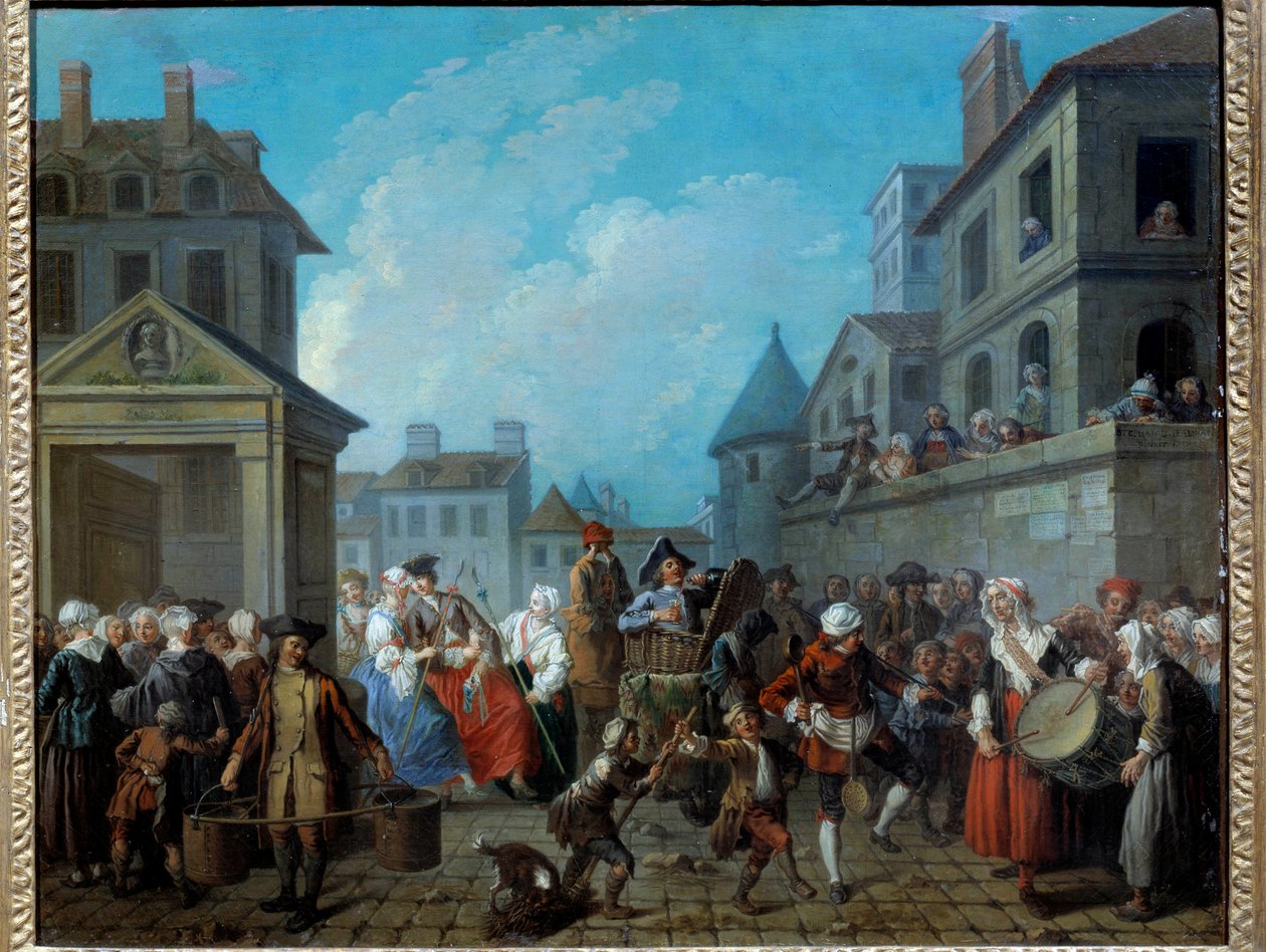 Karneval i gatene i Paris Maleri av Etienne Jeaurat (1699-1789) 1757. Dim 0,65 x 0,82 m Paris, Musee Carnavalet av Étienne Jeaurat