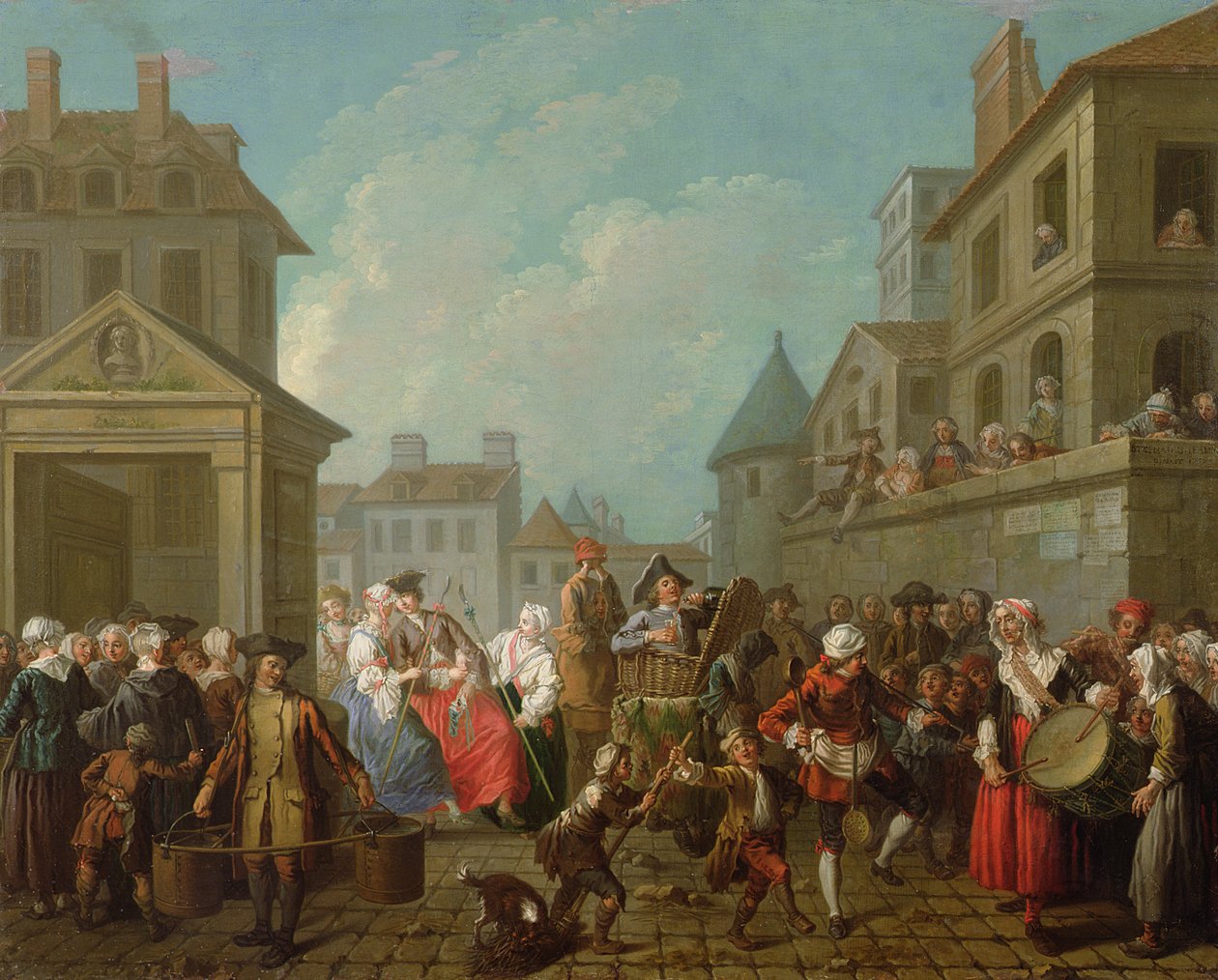 Gatekarneval i Paris, 1757 av Étienne Jeaurat