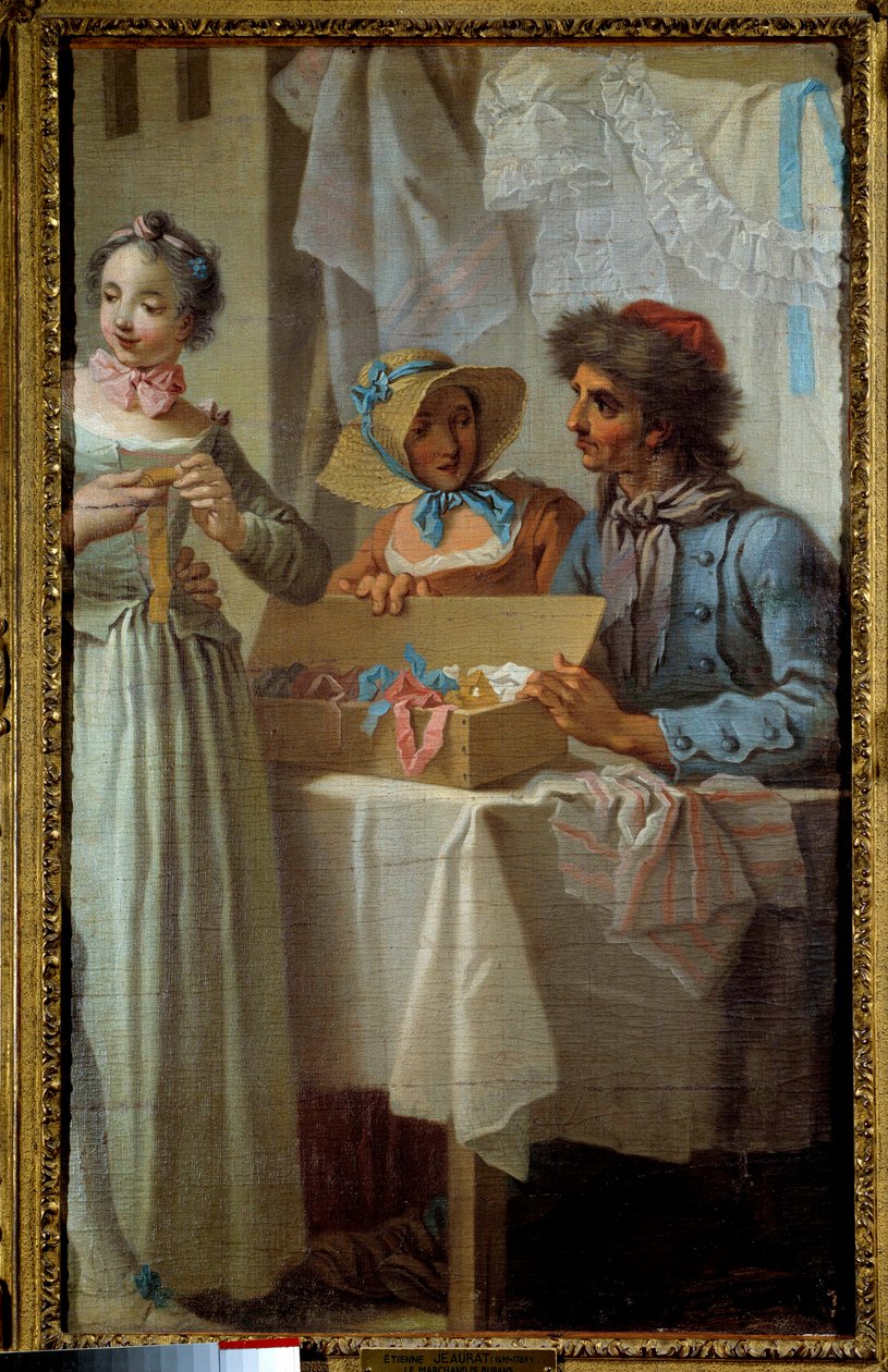 Båndhandleren Maleri av Etienne Jeaurat (1699-1789) 1700-tallet. Dim. 0,81 x 0,51 m Paris, Musee Carnavalet av Étienne Jeaurat