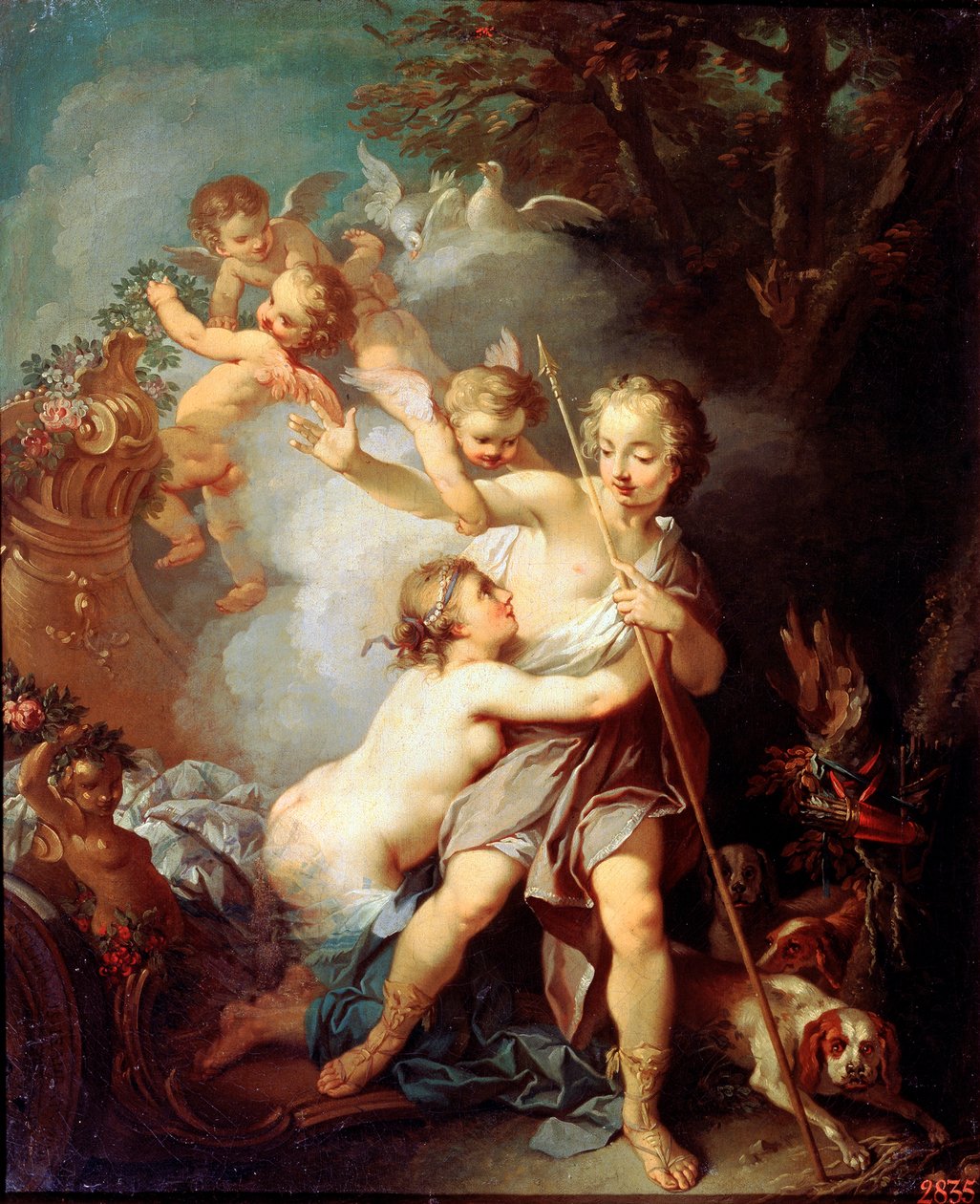 Venus og Adonis, 1750-tallet. av Étienne Jeaurat
