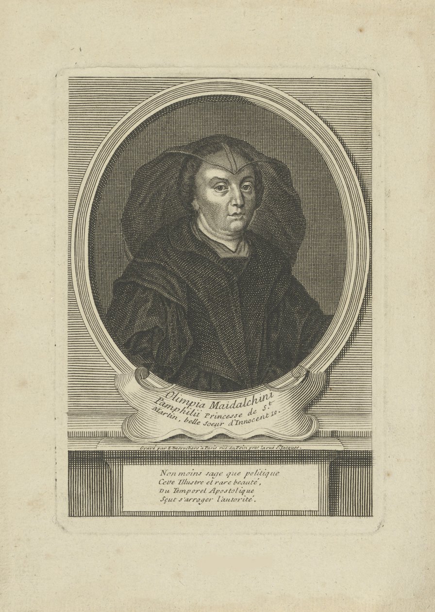 Portrett av Olympia Maidalchini Pumhills 1591-1657, um 1700. av Etienne Jehandier Desrochers