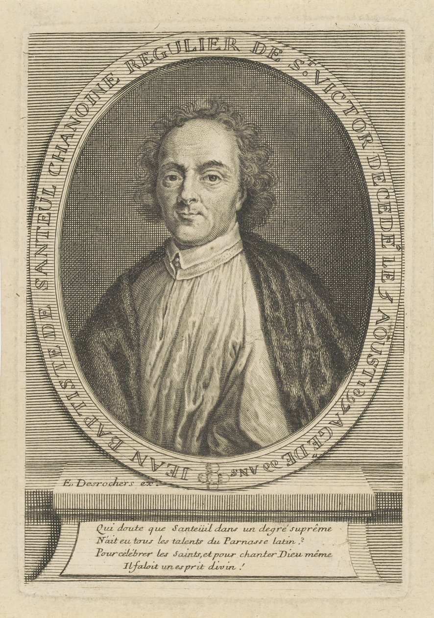 Portrett av poeten Jean-Baptiste de Santeul 1630-1697, um 1700. av Etienne Jehandier Desrochers