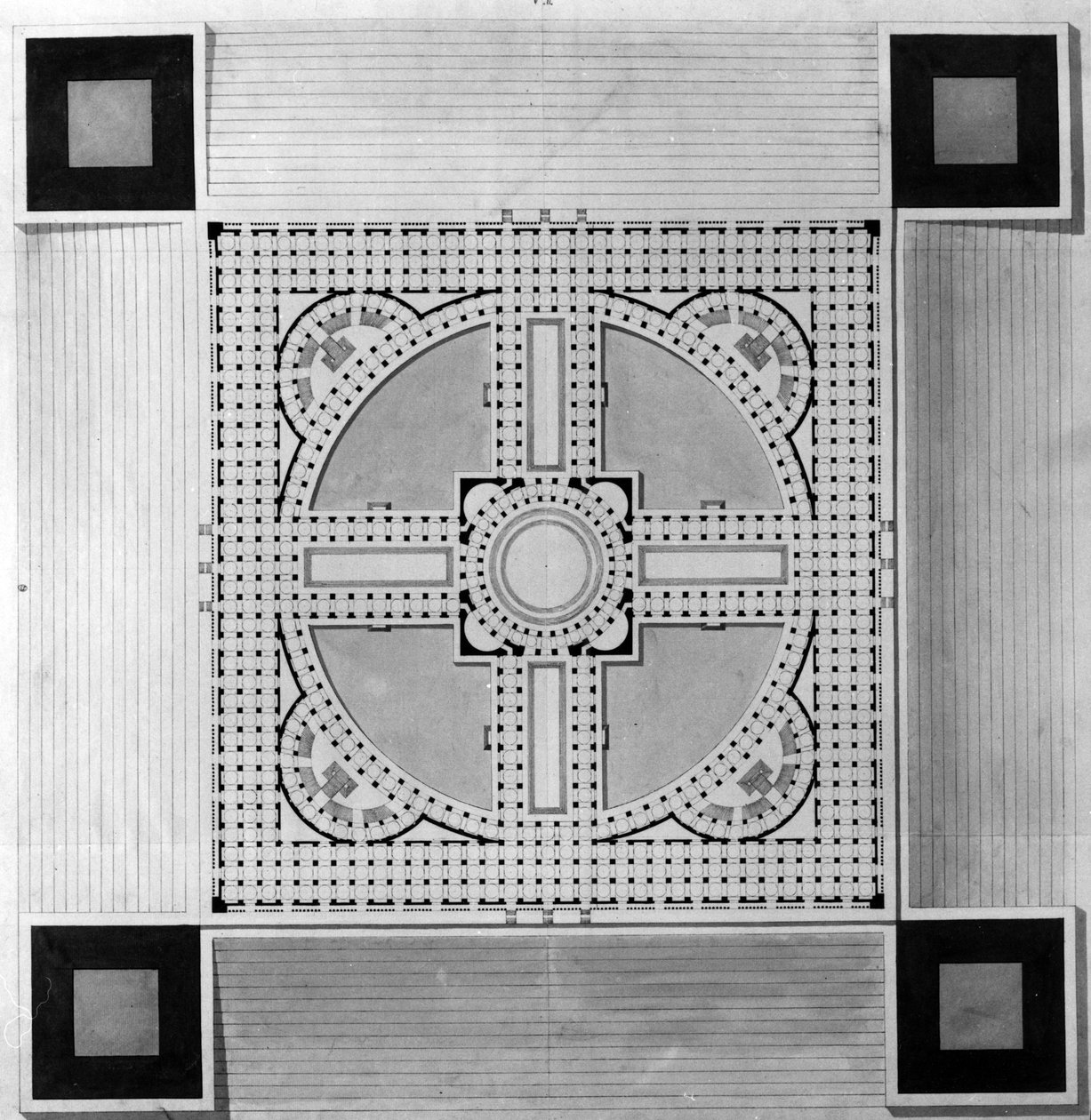 Kart over det kommunale palasset - E.L. Boullee. av Etienne Louis Boullee