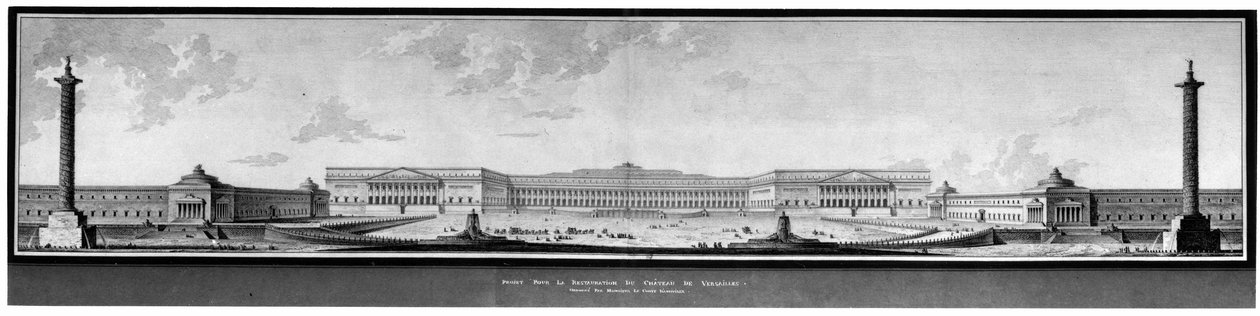 Prosjekt for renovering av slottet e Versailles, høyde og perspektiv - E.L. Boullee. av Etienne Louis Boullee