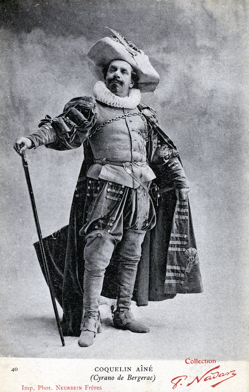 Constant Coquelin aka som Coquelin aîné (1841 - 1909) i drakten til Cyrano de Bergerac (bilde) av Etienne Neurdein