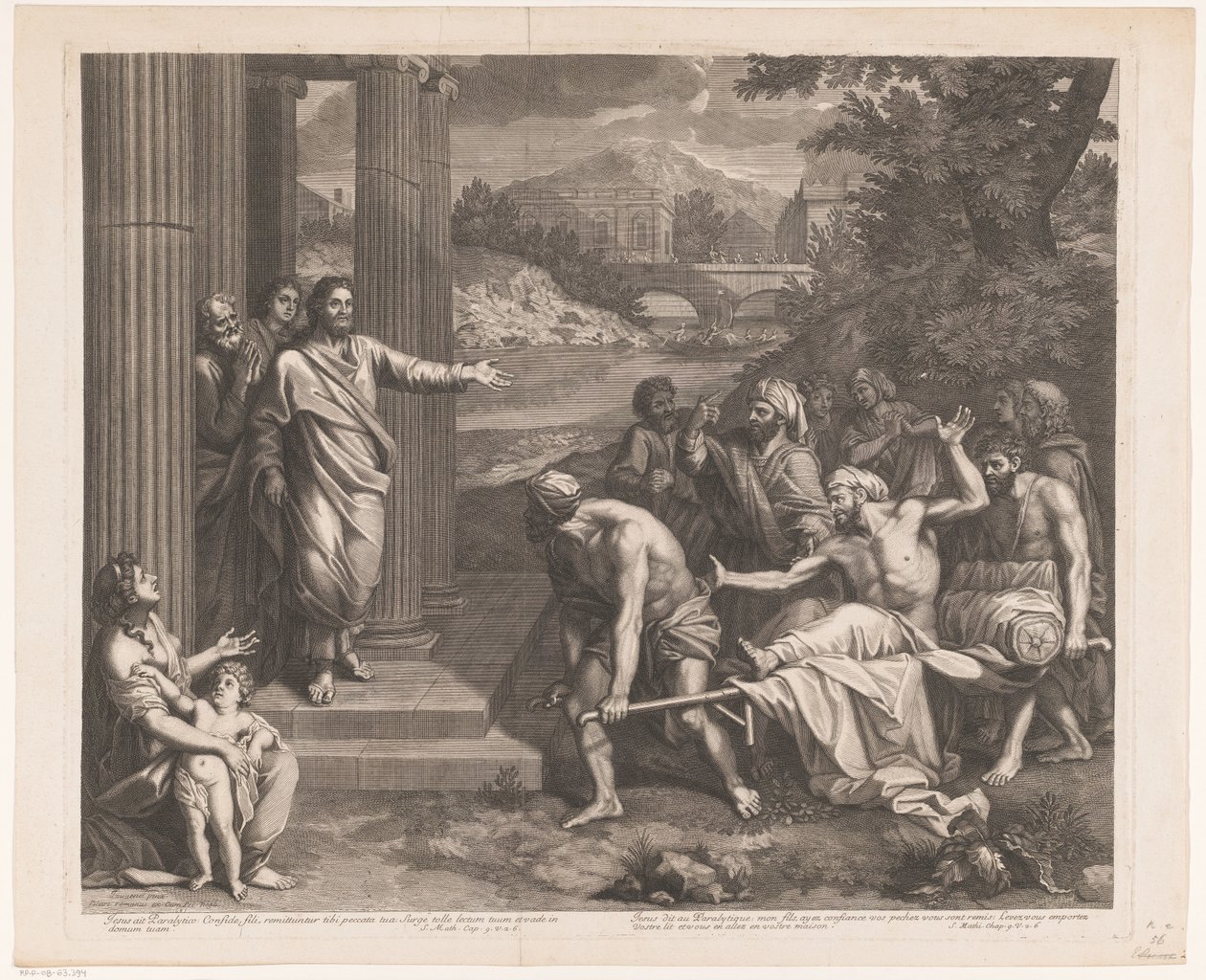 Christus geneest de lamme Jesus ait Paralytico (...)/ Jesus dit au Paralytic (...) (tittel på objekt) av Etienne Picart