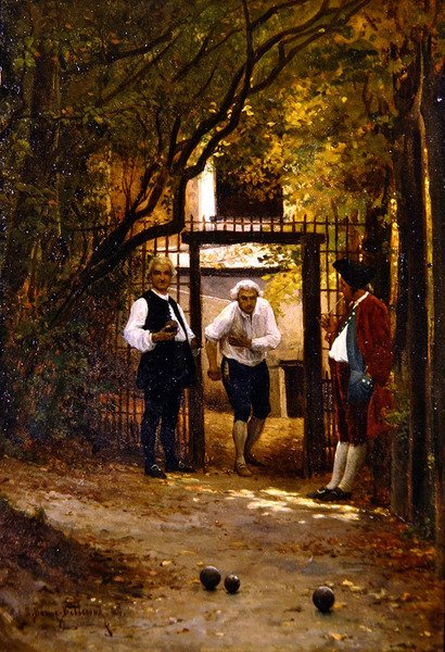 Spille boule (olje om bord) av Etienne Prosper Berne Bellecour