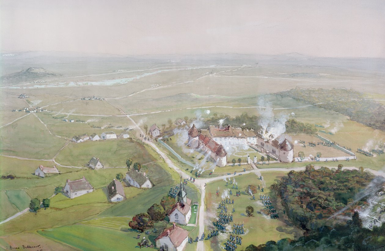 Gjenerobringen av Chateau de Mondement av den franske hæren 9. september 1914, under det første slaget ved Marne, 1915 av Etienne Prosper Berne Bellecour