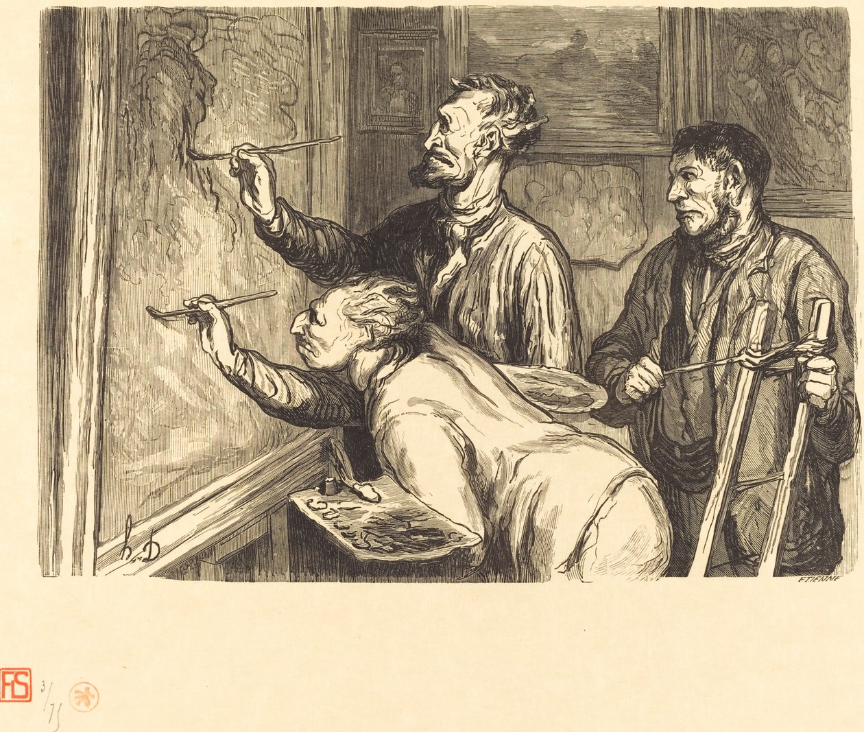 1868 Maleriutstilling - Det siste penselstrøket av Etienne after Honoré Daumier