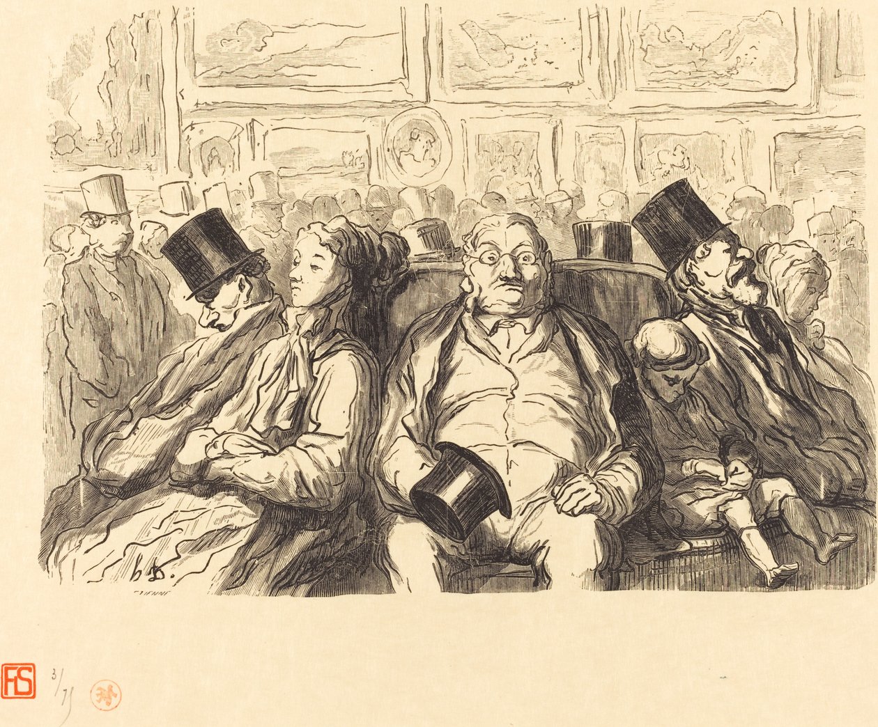 Utstilling av Fine Arts - I salongen carre - En stunds hvile av Etienne after Honoré Daumier