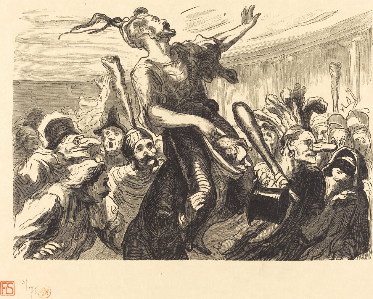 La Mi-Careme - De har en ball de l'Opera av Etienne after Honoré Daumier