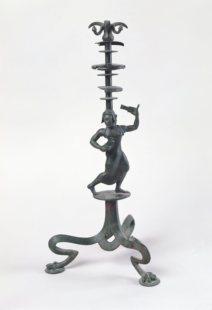 Kandelaber med en danser med kastanjetter (bronse) av Etruscan