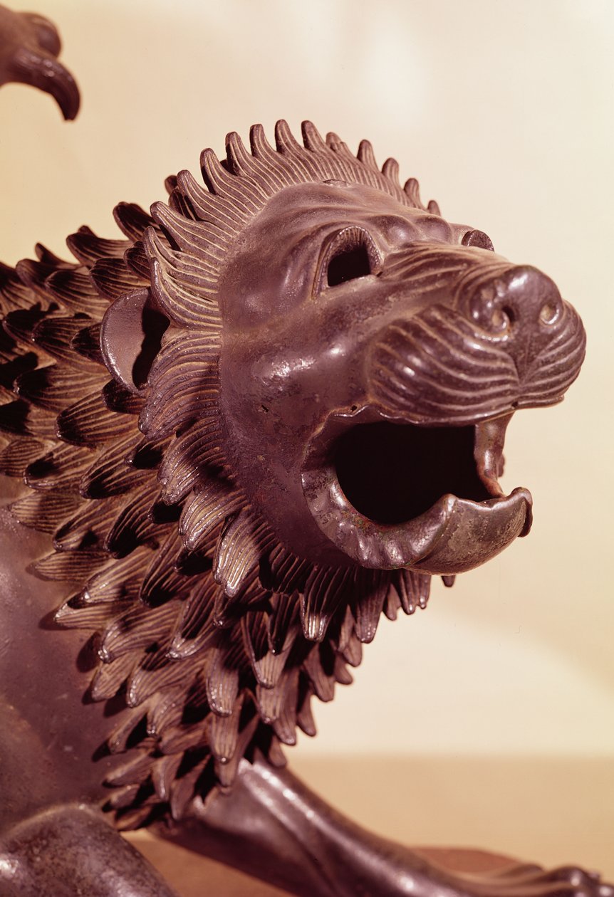 Chimera, detalj av hodet bronse av Etruscan
