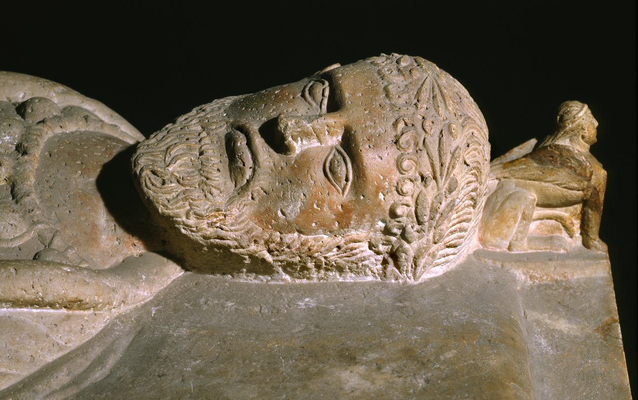 Detalj fra en sarkofag av Etruscan