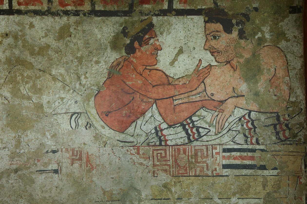 Detalj av et veggmaleri fra Tomb of the Infernal Quadriga veggmaleri av Etruscan