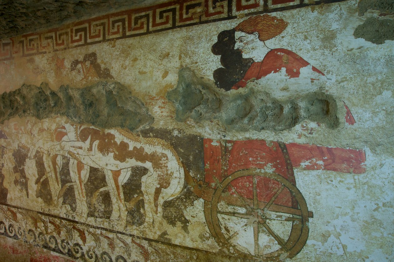 Veggmaleri fra Tomb of the Infernal Quadriga veggmaleri detalj av 378994 av Etruscan