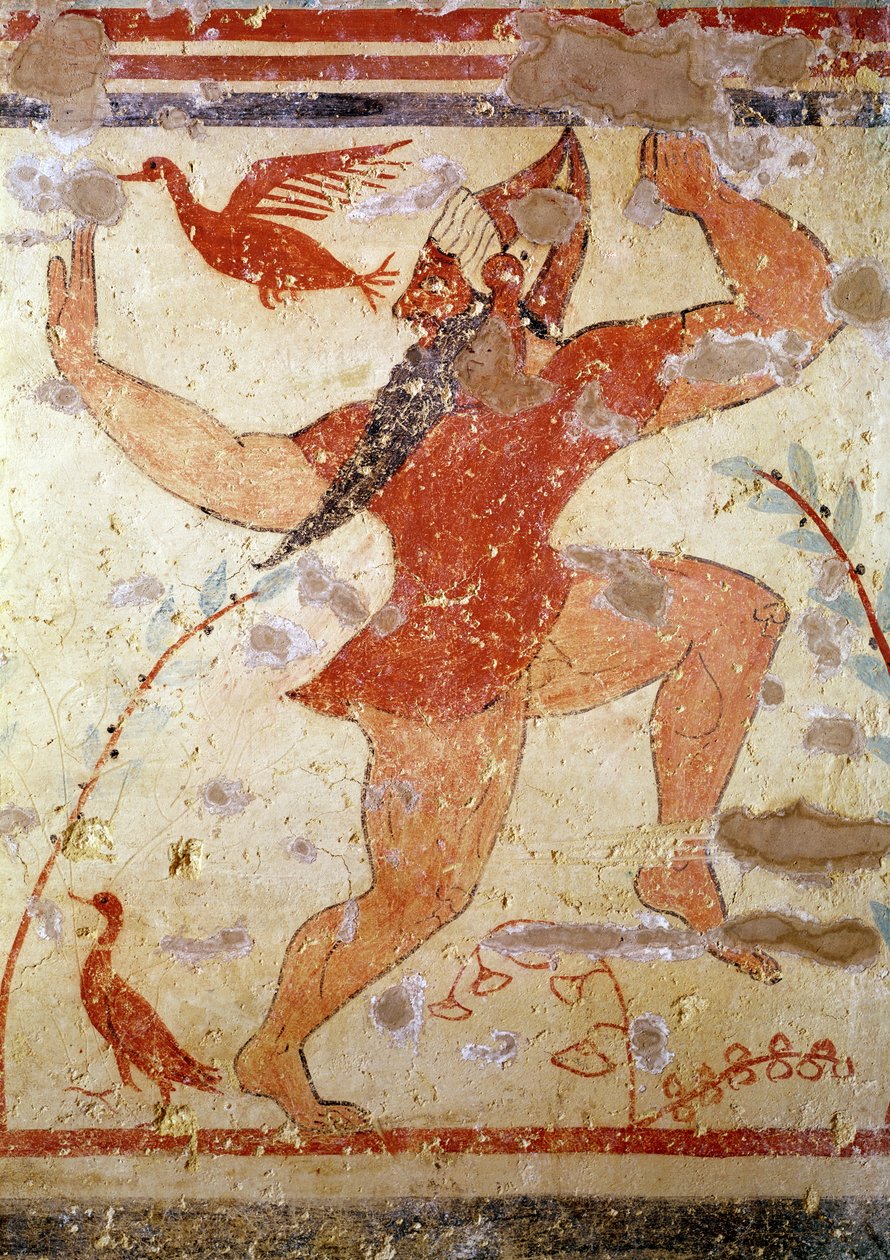 Phersu-dans, fra Augurs grav, ca. 530-520 f.Kr. (veggmaleri) av Etruscan