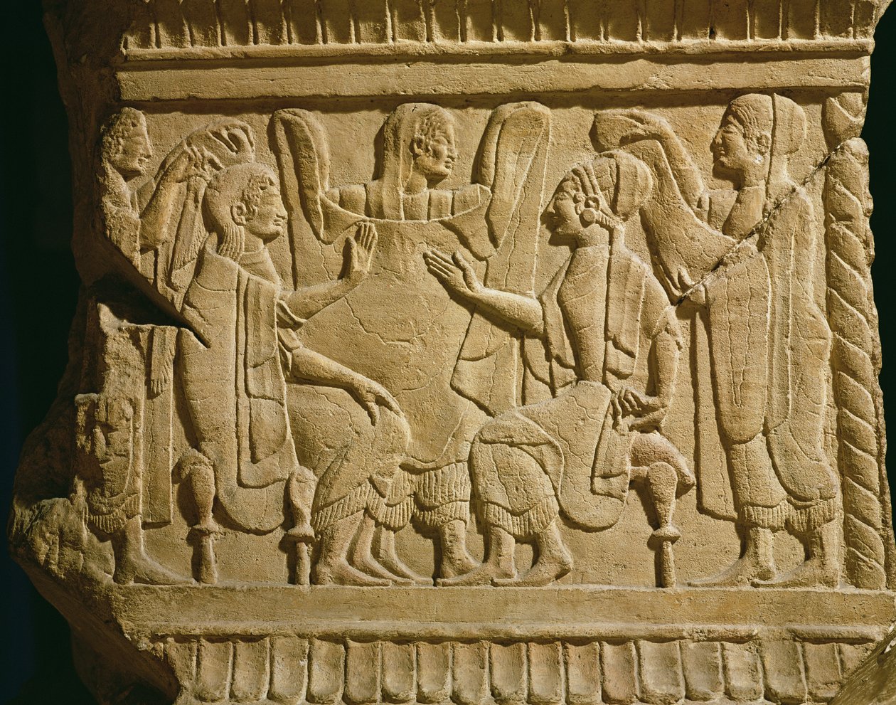Relieff som viser en gyneceumscene av Etruscan