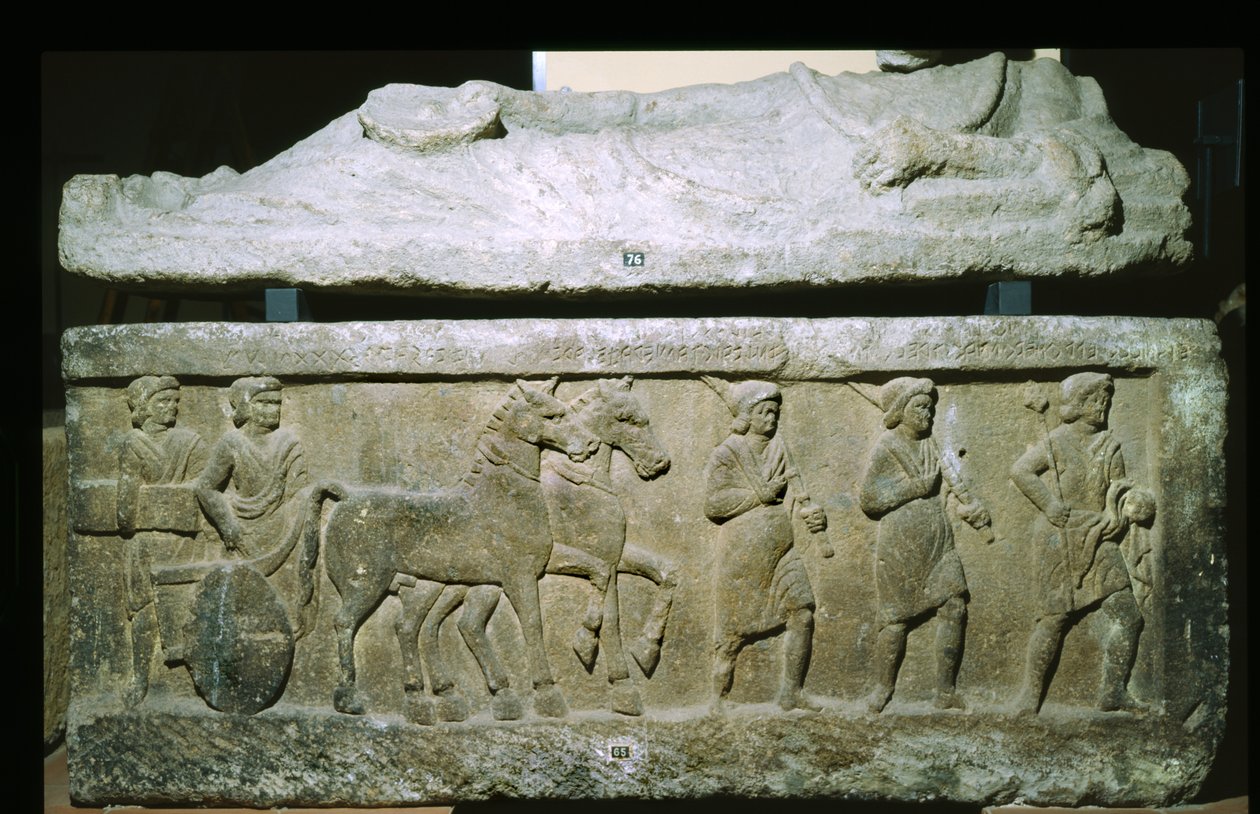 Sarkofag fra Banditaccia Necropolis, Cerveteri, Italia (kalkstein) av Etruscan