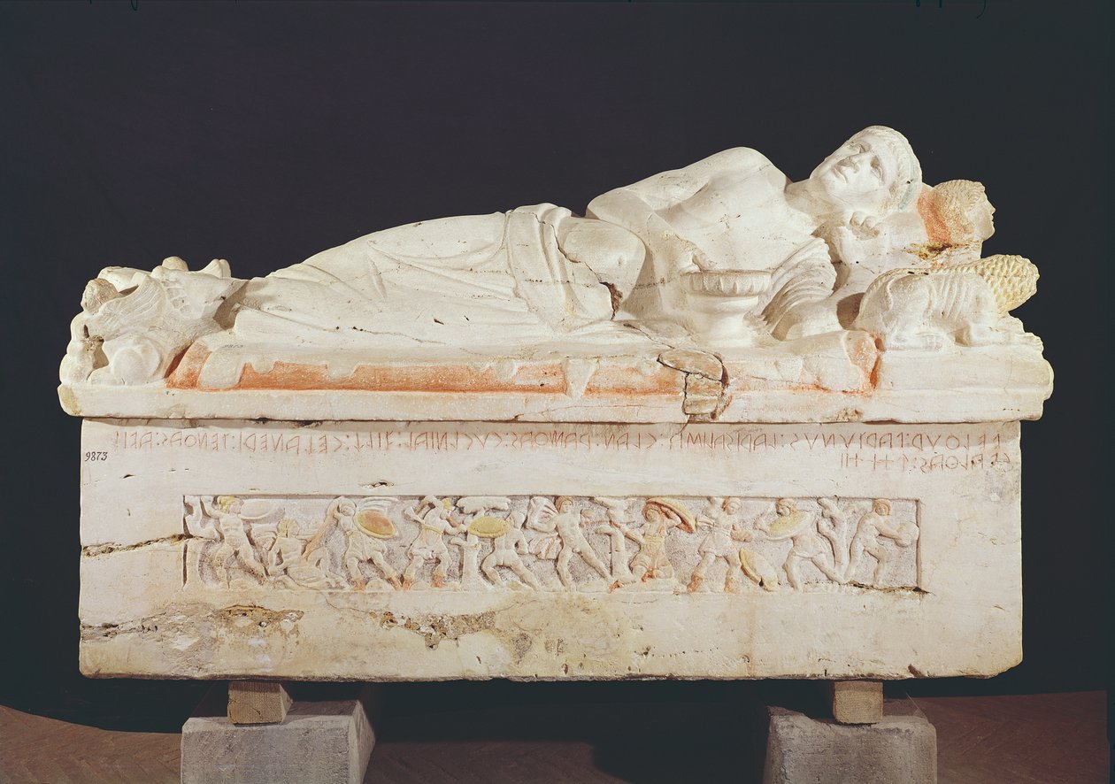 Sarkofag av Velthur Partunus, 8.-1. århundre f.Kr. (terrakotta) av Etruscan