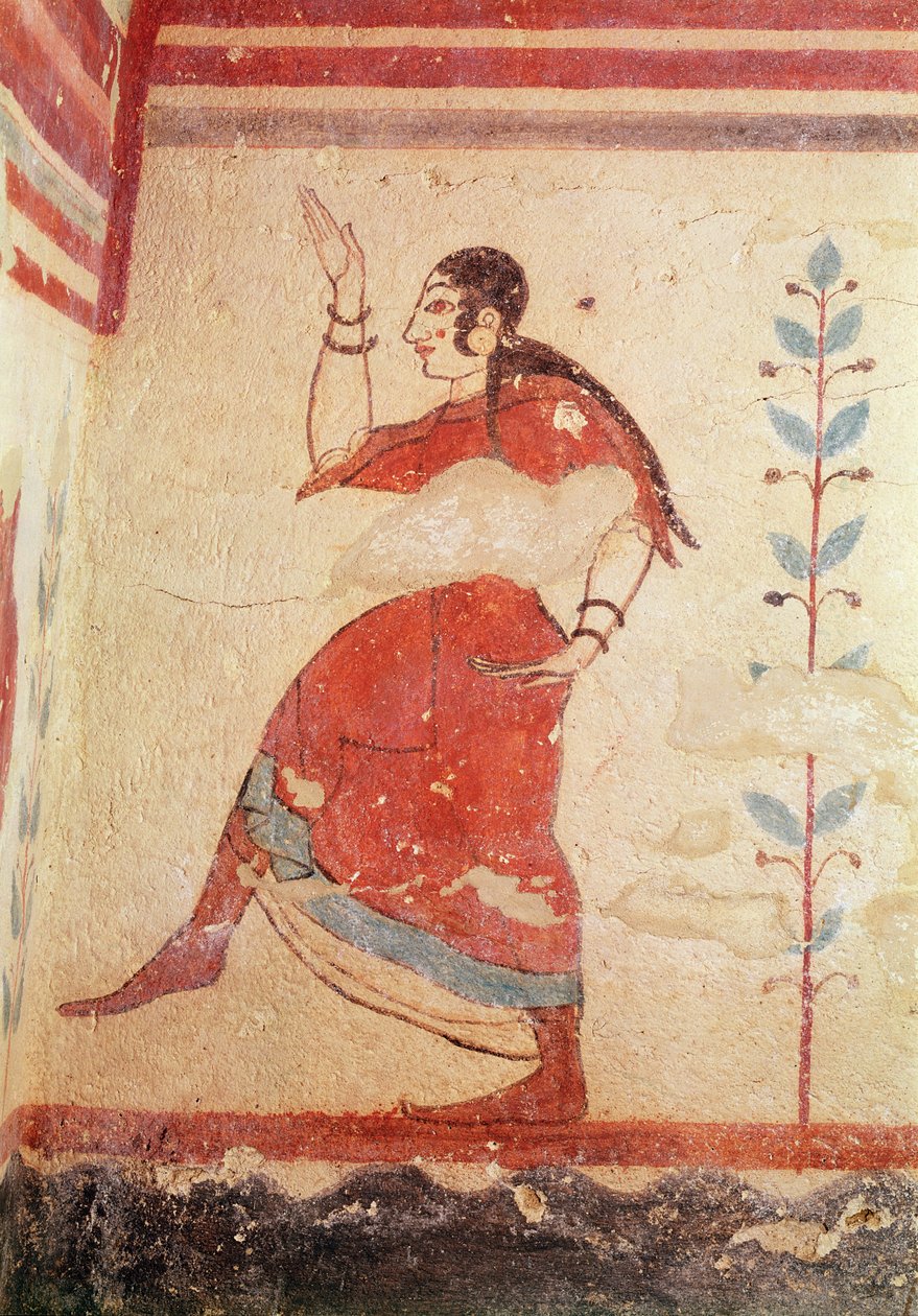 Akrobatenes grav, detalj av et veggmaleri av danser av Etruscan