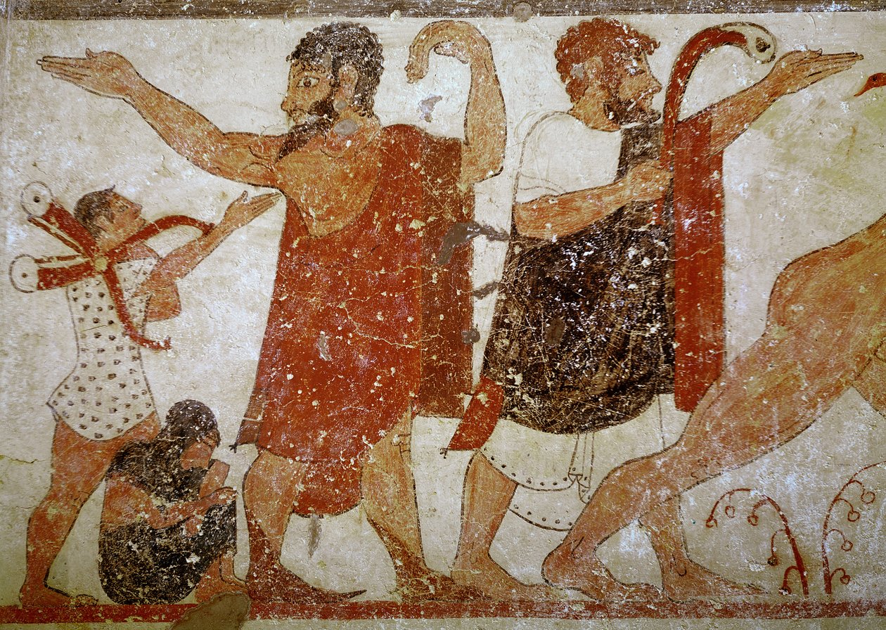 To menn, fra Augurs grav, ca. 530-520 f.Kr. (veggmaleri) av Etruscan