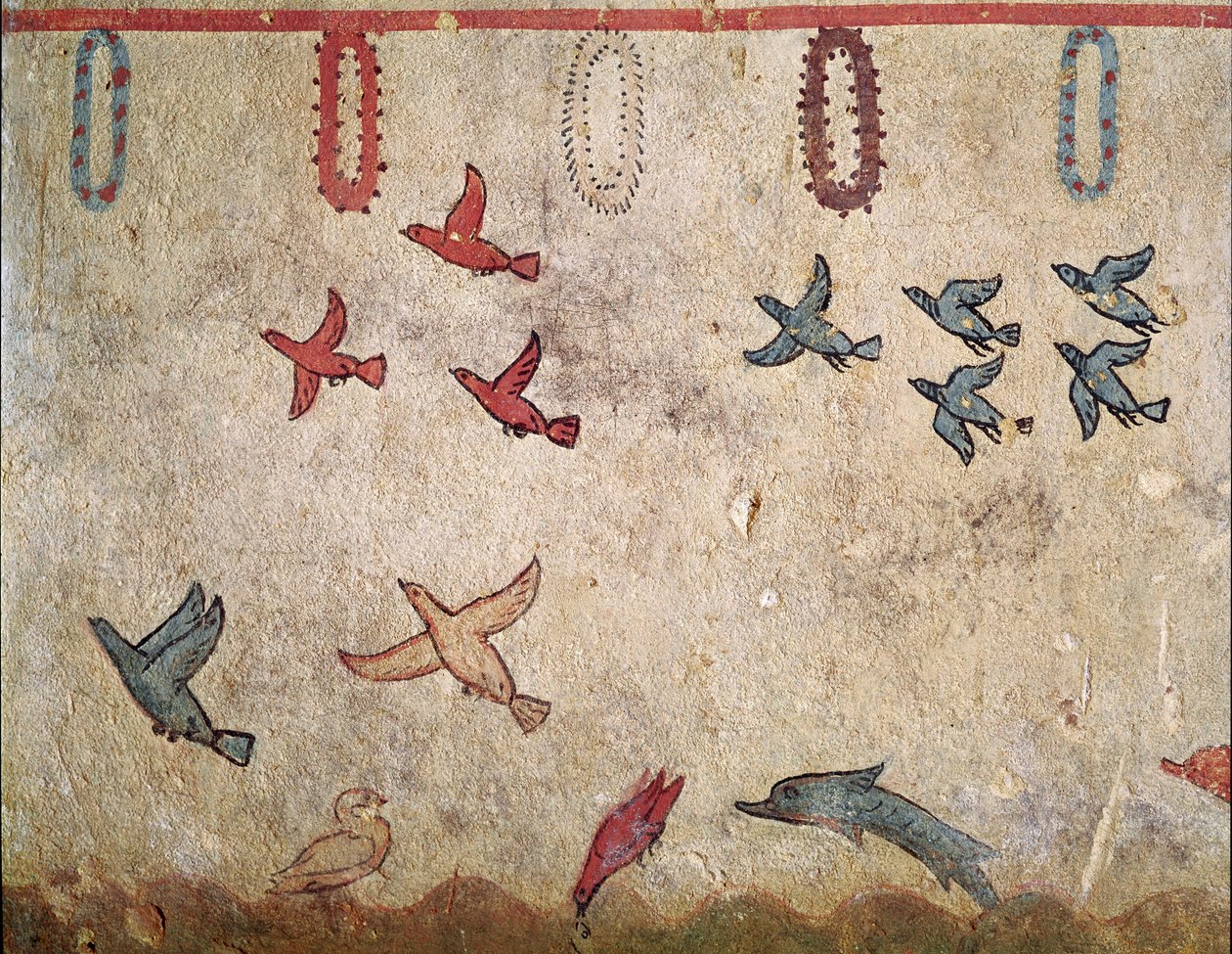 En fugls flukt (Detalj av freskomaleri, 530 f.Kr.) av Etruscan