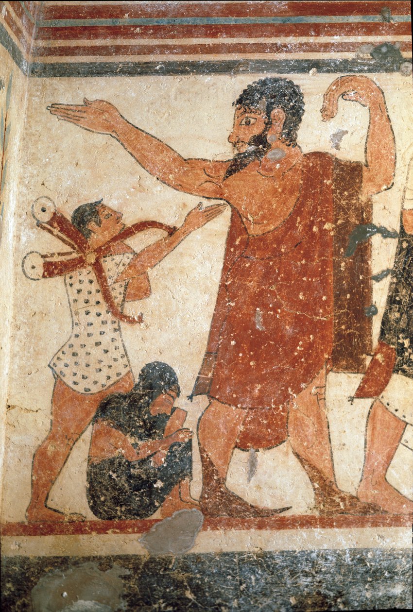 En karakter kan være kampens dommer. (Detalj av freskomaleri, 530 f.Kr.) av Etruscan