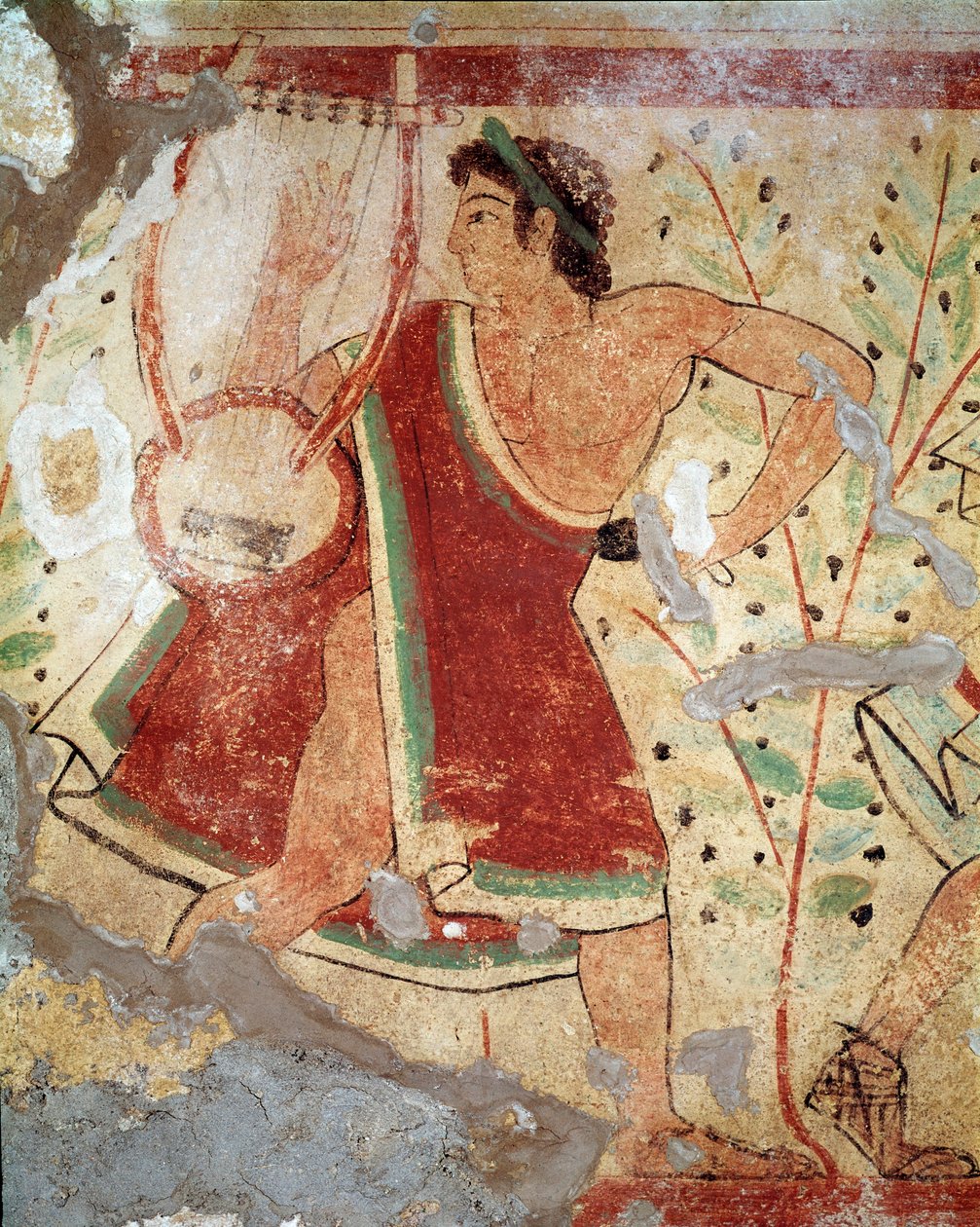 En lyrespiller (Fresco, 520 f.Kr.) av Etruscan