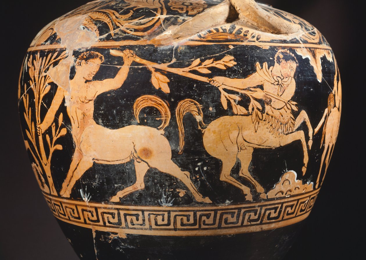 Amfora av Maleren av Centauromachy, detalj som viser en kamp mellom kentaurer. Rødfigurkeramikk fra Porano (Umbria). Etruskisk sivilisasjon, 4. århundre f.Kr. av Etruscan