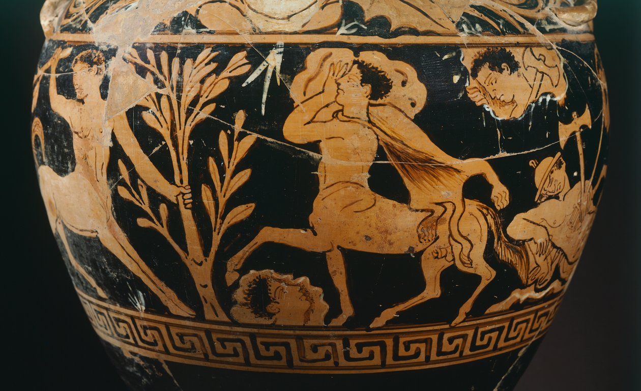 Amfora av maleren av Centauromachy, detalj som viser en kentaur. Rødfigurkeramikk fra Porano (Umbria). Etruskisk sivilisasjon, 4. århundre f.Kr. av Etruscan