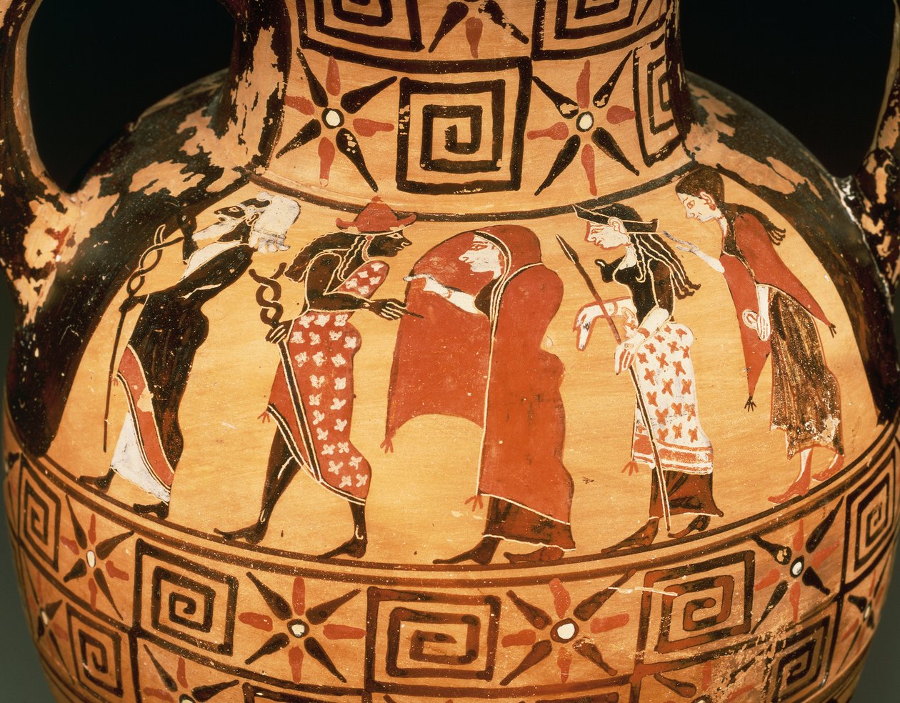 Svart-figur amfora som viser dommen i Paris (keramikk) av Etruscan