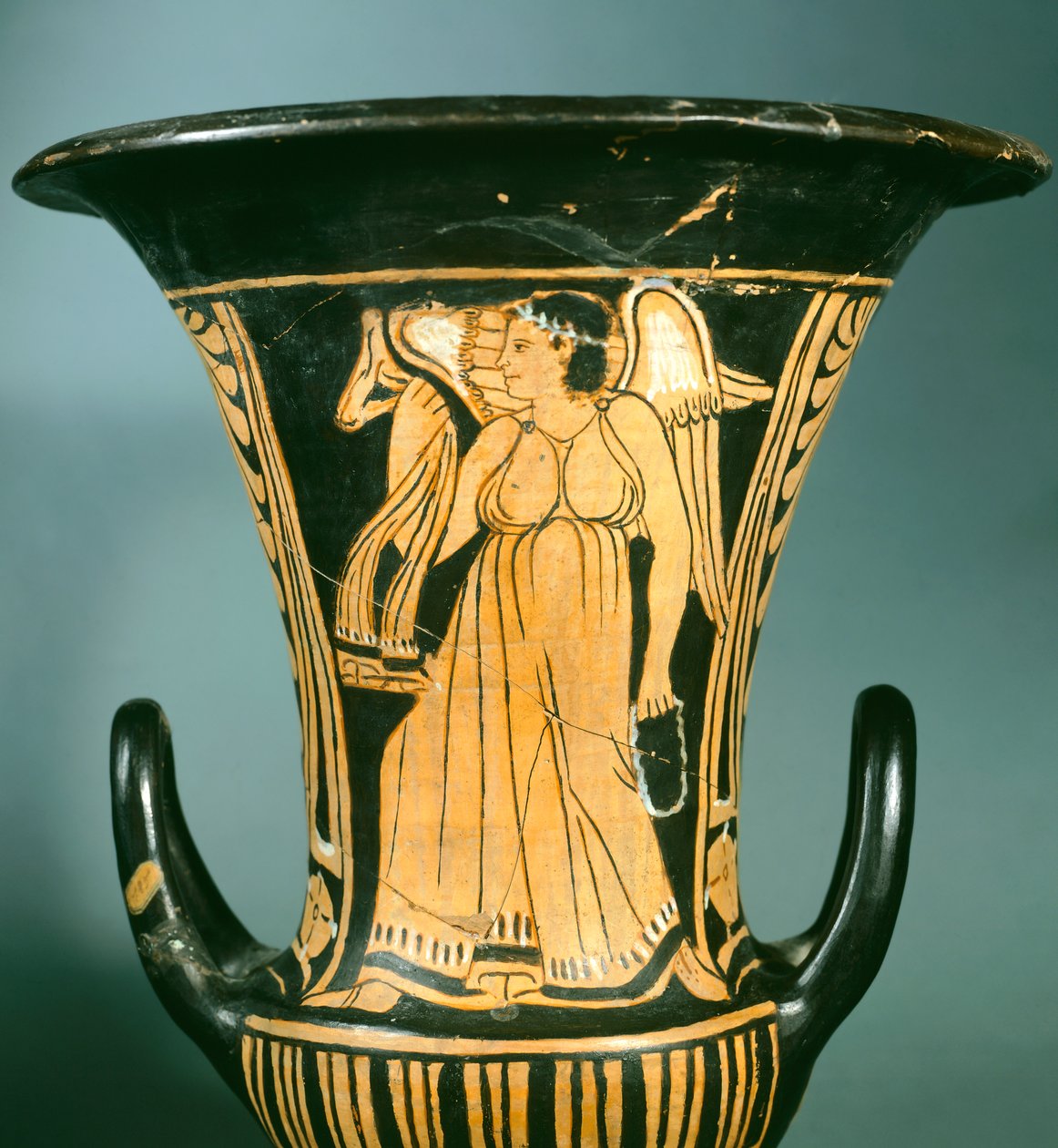 Calyx-krater (stor vase) av Berkeley Painter som viser en bevinget ånd. Etruskisk sivilisasjon, 4. århundre f.Kr. av Etruscan