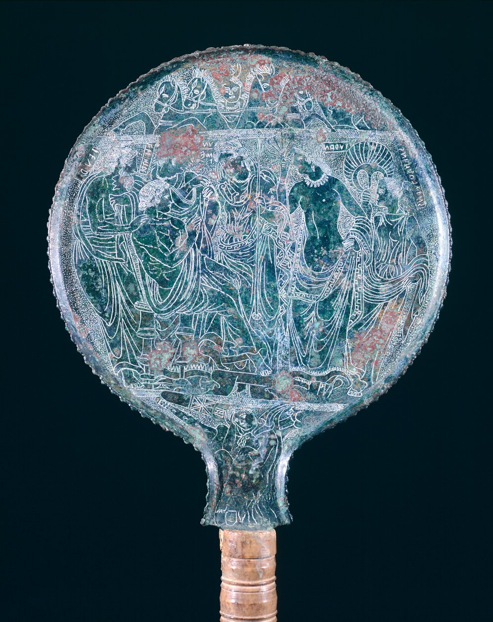 Gravert bronsespeil, fra Todi (Umbria). Etruskisk sivilisasjon, 4. århundre f.Kr. av Etruscan