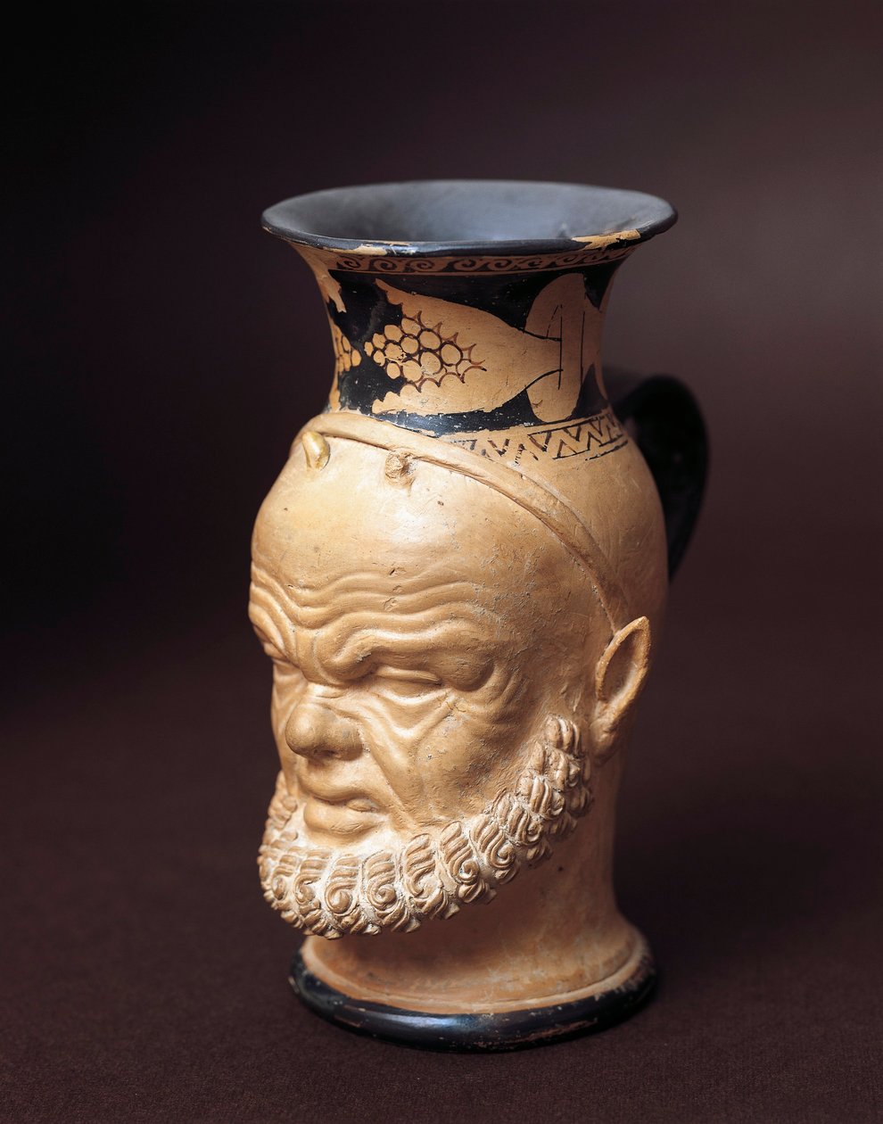 Etruskisk sivilisasjon, vase med Silenus ansikt av Etruscan