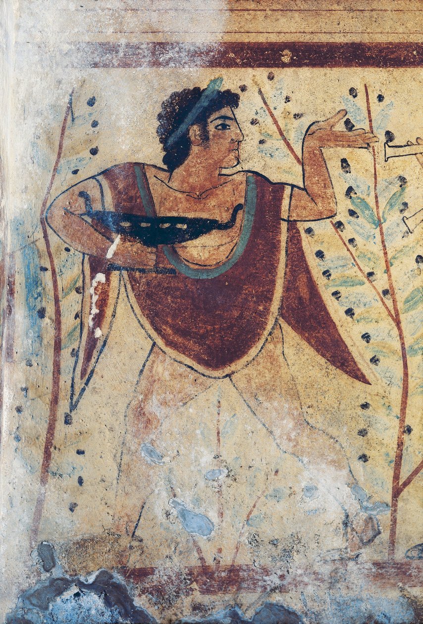 Etruskiske nekropoler, leopards grav, freskomaleri av Etruscan