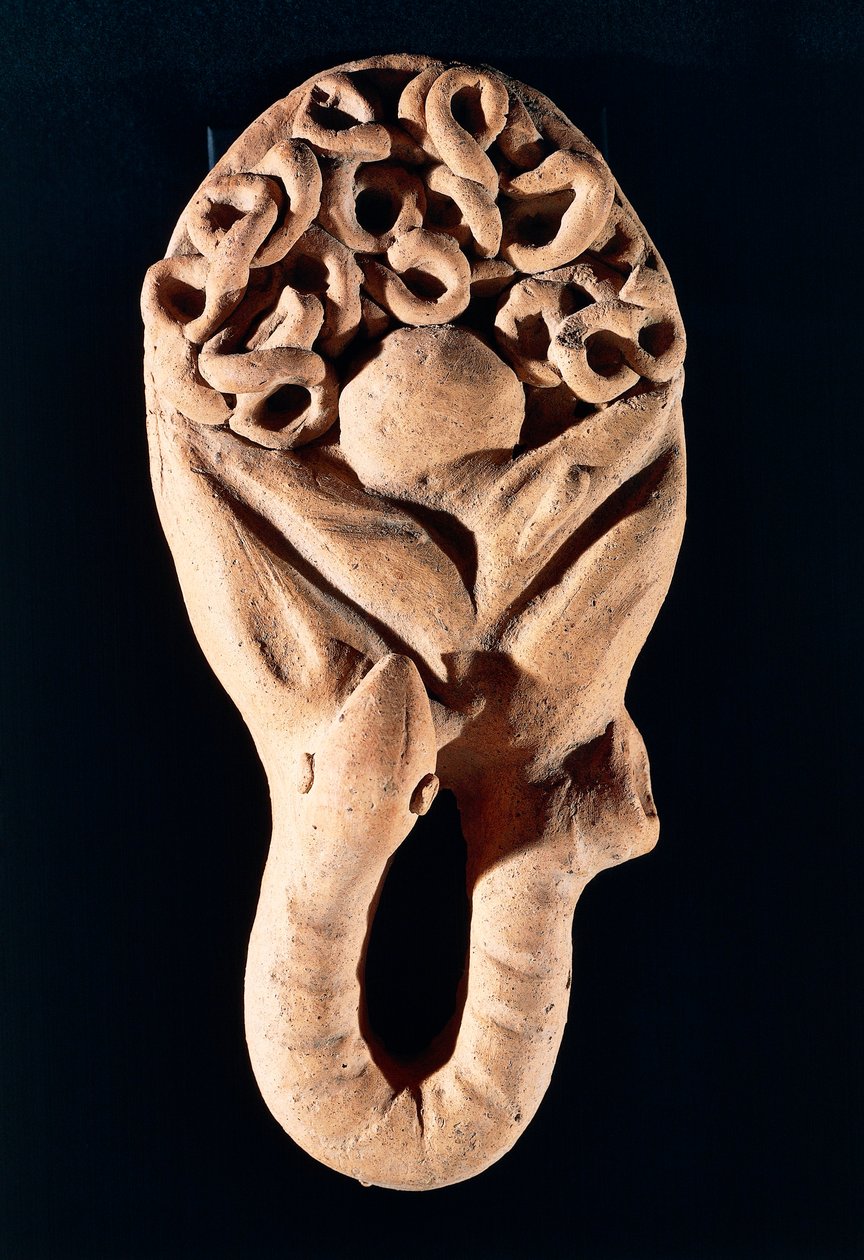 Etruskisk sivilisasjon, Terracotta-votiv-tilbud som viser en tarm, Fra Tessennano, Lazio-regionen, Italia av Etruscan