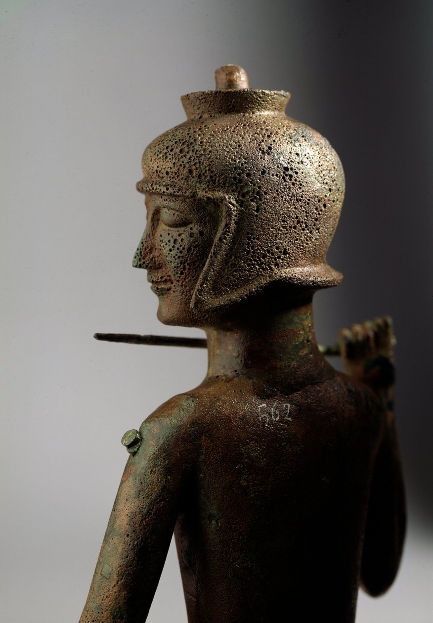 Etruskisk sivilisasjon: statuett av kriger i bronse av Etruscan