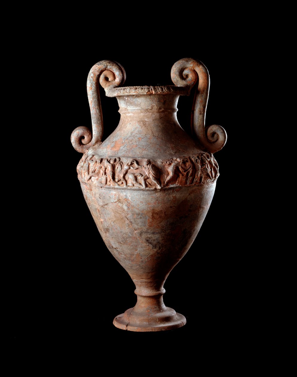 Etruskisk sivilisasjon: terrakotta amfora fra en grav til Poggio Sala, Italia 4. århundre f.Kr. Dim 48 cm av Etruscan