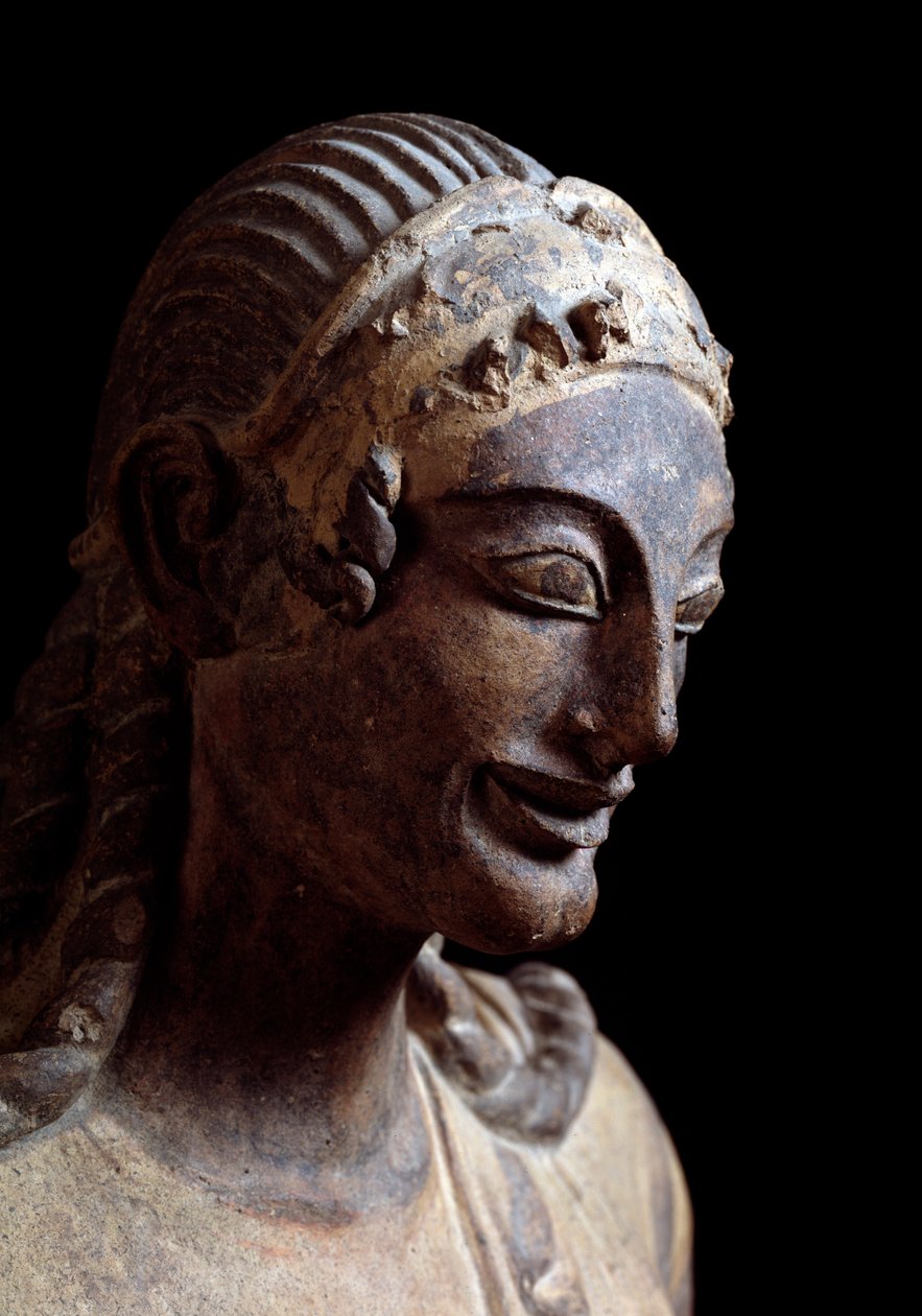 Head of Apollo fra Veio (Detalj) - Terrakottaskulptur, 510-490 f.Kr. av Etruscan